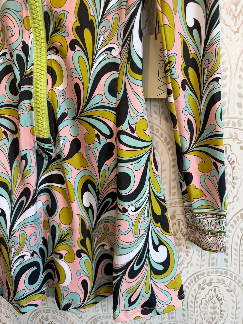 Free People Watskin Upf 50+ Nwt Athletic Dress Lime, Pink Paisley Size Small — image 5 of 8